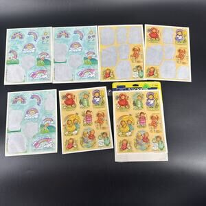 Vintage Hallmark Girls w/ Animals Pets Rainbow 2 Pages Stickers